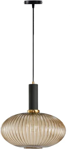 Vista 9 de Lámpara colgante negra y pantalla de luz a rayas de vidrio, iluminación colgante moderna para isla de cocina, casa de campo, luces colgantes
