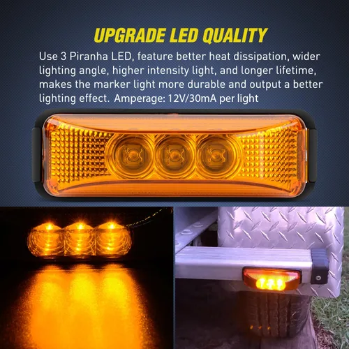 Vista 5 de Nilight 2 piezas de 3.9 pulgadas de luces indicadoras laterales delanteras y traseras, 3 luces LED ámbar, lámpara de clearance, sellada e