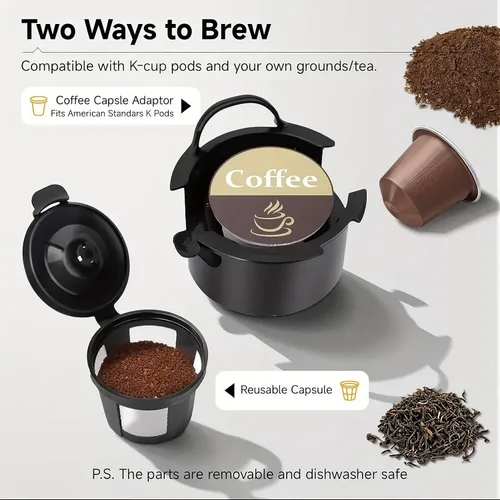 Vista 3 de Cafetera de una sola porción, pequeña K Pod y máquina de café Negro