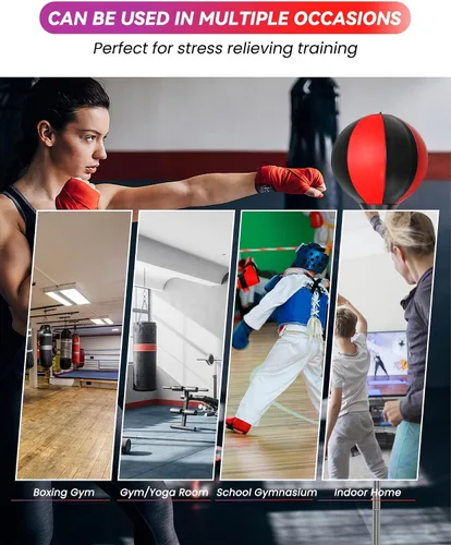 Vista 4 de Bolsa de Reflejos Fitness, Bolsa de Boxeo con Soporte para Bola de Velocidad y Guantes, Bolsa de Boxeo para Adultos y Adolescentes, 150 cm Excelente