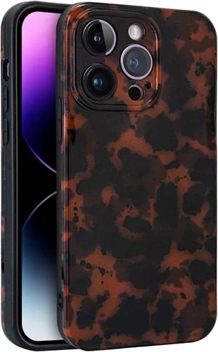 Vista 25 de Funda para iPhone 17 Pro, cubierta delgada de TPU con diseño de caparazón de tortuga ligera para mujeres, soporte para teléfono con protección Carey