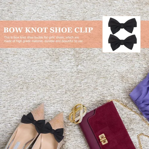 Vista 5 de LIFKOME Black Bow Shoe Clips Ribbon Detachable Shoes Buckle Wedding Bridal Shoe Buckle Shoe Charms Decoration for DIY