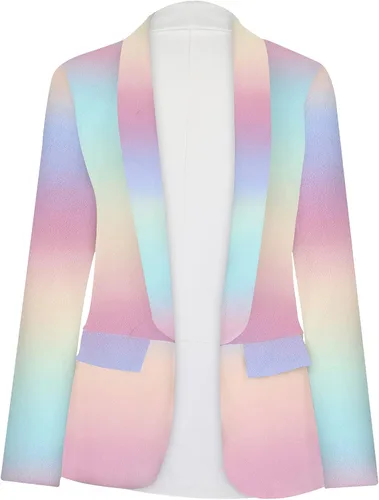 Vista 4 de Blazer 2022 para mujer chaqueta de teñido anudado con frente abierto manga larga con cuello de solapa chaqueta de negocios casual abrigo