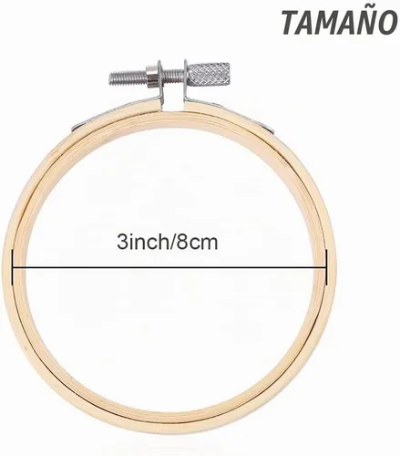 Vista 5 de Caydo 12 aros redondos de madera para bordar de 3 pulgadas