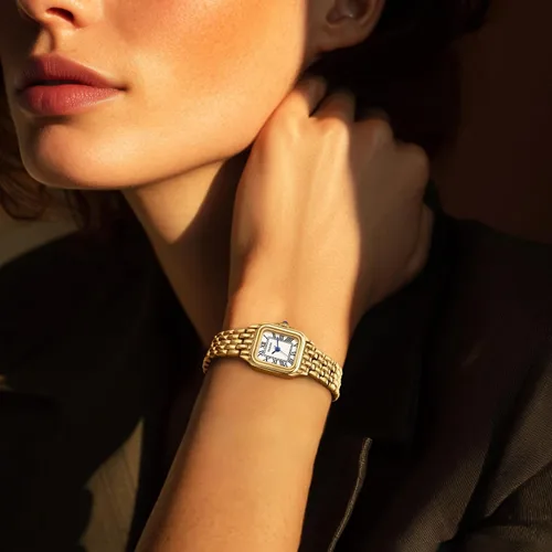 Vista 6 de Relojes pequeños de oro para mujer, relojes vintage con esfera romana para mujer, reloj analógico de caja rectangular para mujer