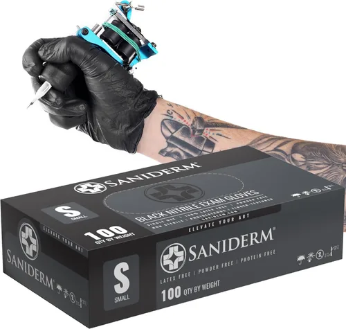 Vista 10 de Saniderm - Guantes de tatuaje de nitrilo XS - 4.5 mil caja de 100