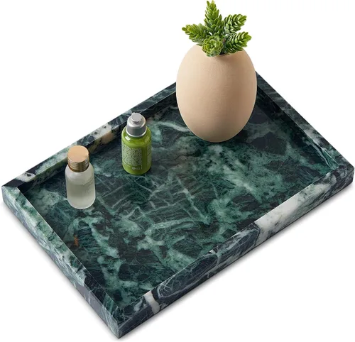 Vista 14 de Bandeja de mármol natural real para baño, tocador, cocina y escritorio, bandeja rectangular de piedra de mármol genuino para joyas, cosméticos