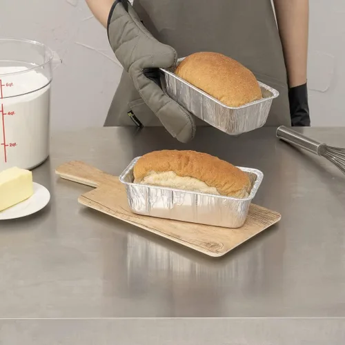 Vista 7 de Restaurantware Pastry Tek - Paneras de 8.5 x 4.3 pulgadas, 25 sartenes de aluminio listas para horno, 2 libras, congelables, de aluminio plateado