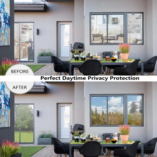 Vista 7 de HooTown - Película para ventana, tinta de privacidad para el hogar y la privacidad diurna, no adhesiva, espejo reflectante de cristal adhesivo
