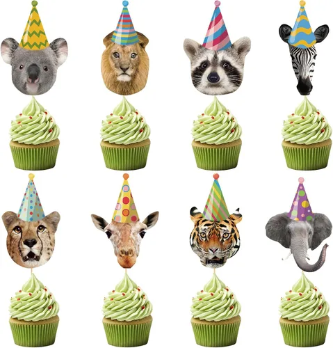 Vista 15 de 48 piezas de decoración de cupcakes de dinosaurio rugido dinosaurio decoración de pastel de cumpleaños para temática de dinosaurio, suministros