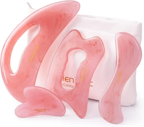 Vista 37 de Scienlodic Gua Sha - Herramienta de masaje con mango (resina), herramienta de raspado Guasha más grande para masaje de espalda, cuello, cara