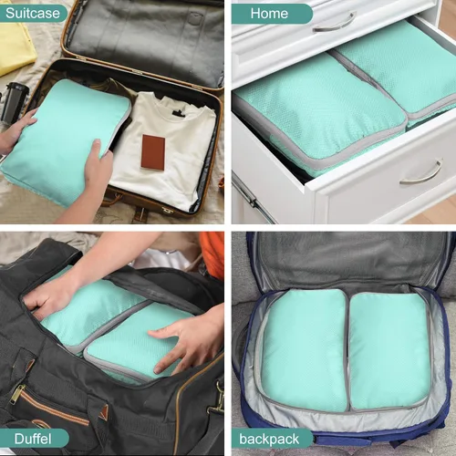 Vista 6 de YYDSLEE Cubos de equipaje de compresión para viajes, bolsas organizadoras de maleta, juego de 7 bolsas de viaje expandibles, organizador