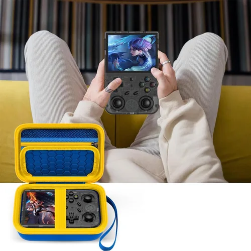 Vista 6 de Comecase Hard Case for G350/ RG353V/ RG353VS/ R36S/ for Atari Super Pocket Retro Handheld Game Console with Mesh Pocket, Handheld Emulator Storage