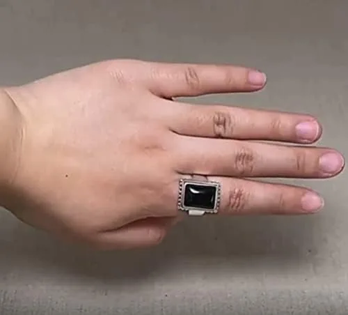 Vista 4 de Lucifer Morningstar Ring 925 Sterling Silver, Black Onyx Turkish Ring for men and women