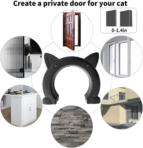 Vista 4 de Fhiny Puerta interior de puerta para gatos, puertas de gatitos de 7 pulgadas de diámetro sin solapa para pared, duradera y fácil de instalar, añade