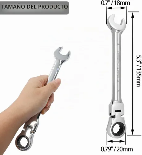 Vista 5 de Llave de trinquete de cabeza flexible de 0.315 in Llave de cromo