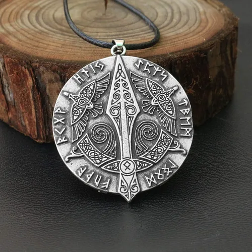 Vista 2 de HAQUIL Collar con colgante de amuleto de símbolo antiguo vikingo, regalo de joyería nórdica para hombres
