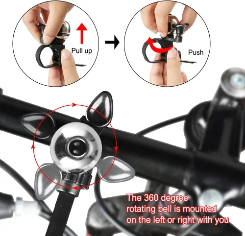 Vista 8 de Accmor Campana de bicicleta clásica, campana de bicicleta ajustable que se adapta a cualquier manillar de bicicleta, campana de bicicleta universal