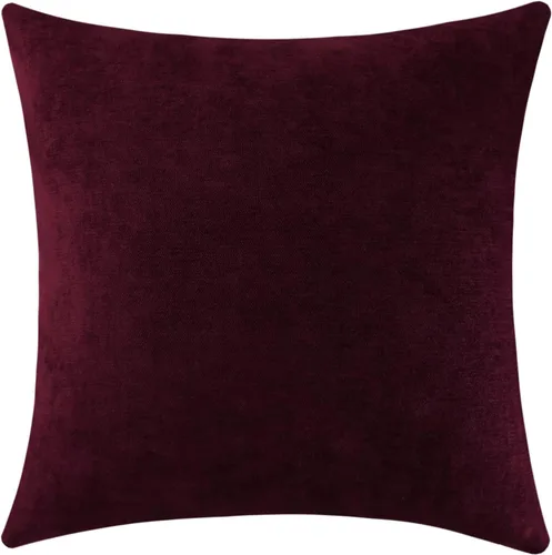 Vista 44 de Jeneoo - Fundas de almohada decorativas rojas brillantes de chenilla suave, fundas de cojín cómodas y sólidas para sofá de sala de estar