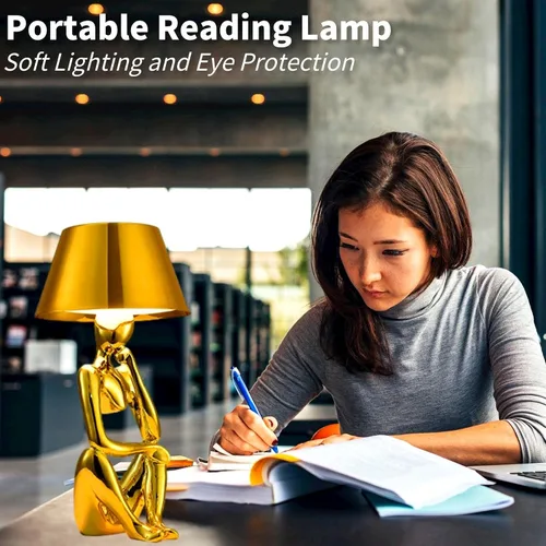 Vista 2 de Thinker Lamp Collection, lámpara de mesa inalámbrica, recargable, funciona con pilas, lámpara de escritorio, control táctil, portátil, LED, mesita