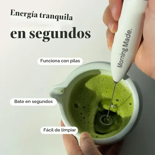 Vista 2 de Morning Made - Batidor eléctrico de matcha – Espumador de matcha alternativa al batidor tradicional de bambú – Varita espumadora de leche a