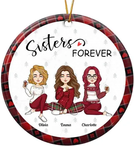 Vista 25 de Adorno personalizado con texto en inglés «Best Friend are Hard to Find Because The Very Best is Already Mine», adorno de Navidad personalizado 2023