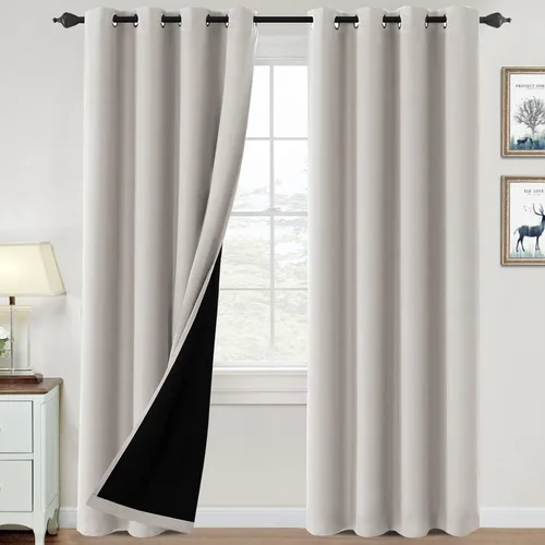 Vista 66 de H.VERSAILTEX Cortinas 100% de opacidad para dormitorio, con aislamiento térmico, cortinas opacas de 63 pulgadas de largo, cortinas de bloqueo