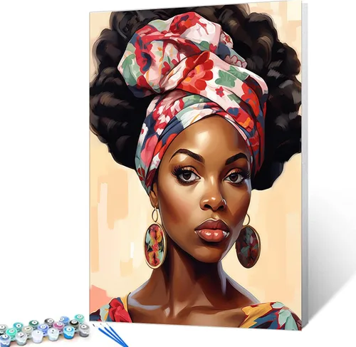 Vista 23 de Tucocoo Kit de pintura africana por números para niñas negras, lienzo de 16 x 20 pulgadas, pintura al óleo para niños, estudiantes, adultos