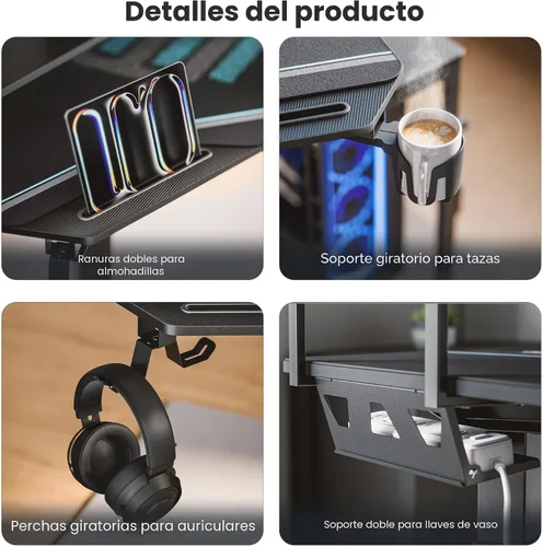 Vista 7 de EUREKA ERGONOMIC Bandeja de teclado en forma de ala de escritorio para juegos de 72 pulgadas, color negro
