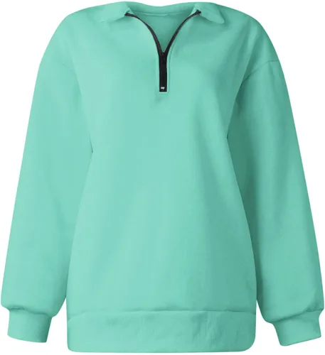 Vista 4 de Ceboyel Sudadera de gran tamaño con cremallera de un cuarto para mujer, sudadera con capucha Y2K para otoño, ropa de moda 2023