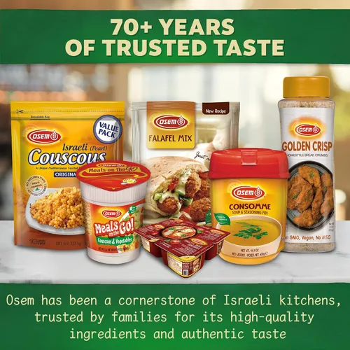 Vista 6 de Osem Cuscús de perlas israelíes – Perlas de cuscús de trigo, alternativa a la pasta mediterránea perla, original llano, Kosher Parve – caja de 8.8