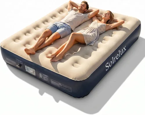 Vista 12 de Colchón de aire individual con bomba incorporada, colchón inflable rápido de 13 pulgadas elevado de 2 minutos, cama de aire plegable con bolsa