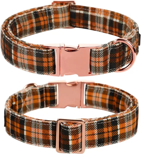 Vista 102 de Lionet Paws Collar de perro de Halloween con corbatín, bonito collar de algodón ajustable con hebilla de metal para perros pequeños, medianos y A
