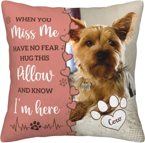 Vista 11 de Almohada Decorativa Conmemorativa Personalizada para Mascotas con Foto, Regalo de Condolencias por Pérdida de Perro/Gato, Regalos de Recuerdo