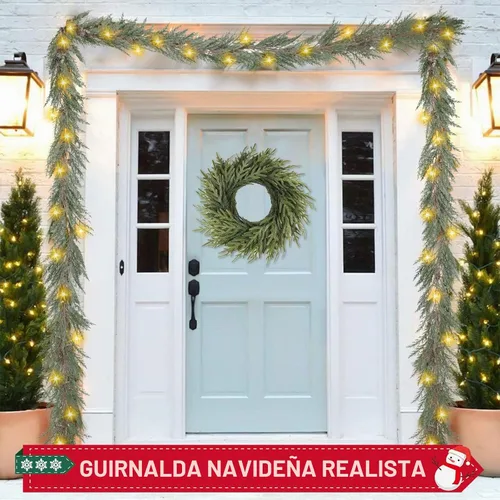 Vista 7 de Guirnalda de Navidad de 6 pies con luces, 30 luces cálidas con 8 modos