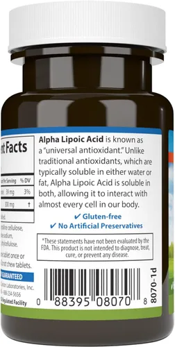 Vista 3 de Carlson Ácido alfa lipoico, 300 mg, Producción de energía, 90 tabletas