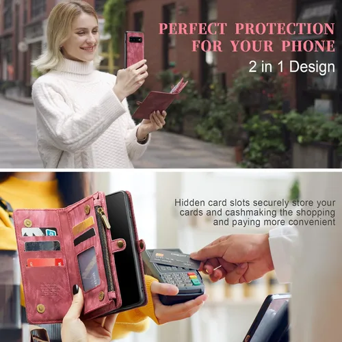 Vista 5 de Asuwish Funda de teléfono para Samsung Galaxy S10 Plus con cierre de cremallera, protector de pantalla de vidrio templado y tarjetero abatible