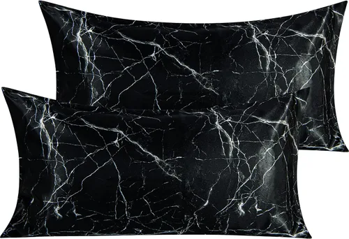 Vista 47 de NTBAY Paquete de 2 fundas de almohada estándar de satén para cabello y piel, lujosas y sedosas fundas de almohada con cierre de sobre, 20 x 26