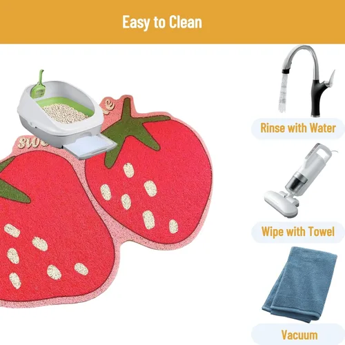 Vista 5 de Bonita alfombra de arena Lexible resistente al deslizamiento de frutas para gatos, tapete para atrapar arena para gatos, tapete para caja de arena