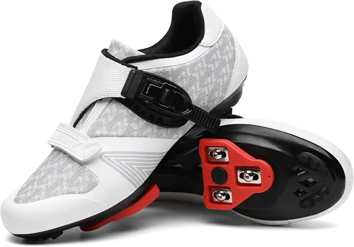 Vista 8 de Zapatos de ciclismo unisex para hombres y mujeres, compatibles con zapatos de bicicleta Peloton con tacos Delta para ciclismo de carretera, pedal