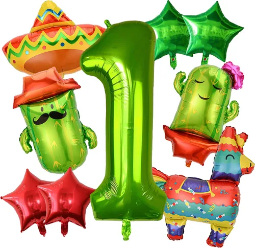 Vista 8 de 9 globos grandes de números moxicanos con globos de fiesta, globos de fiesta mexicana, decoraciones de fiesta de fiesta, decoraciones de fiesta
