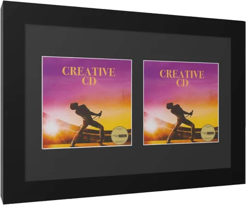 Vista 2 de Creative Picture Frames Marco de música artística de doble cubierta de CD de 8 x 12 pulgadas con paspartú negro de pie o exhibición de pared