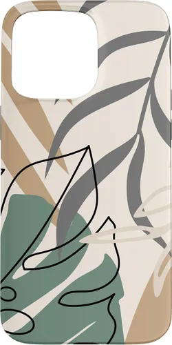 Vista 31 de Funda abstracta minimalista exótica para iPhone 16 Tropical Botanical Beige Brown