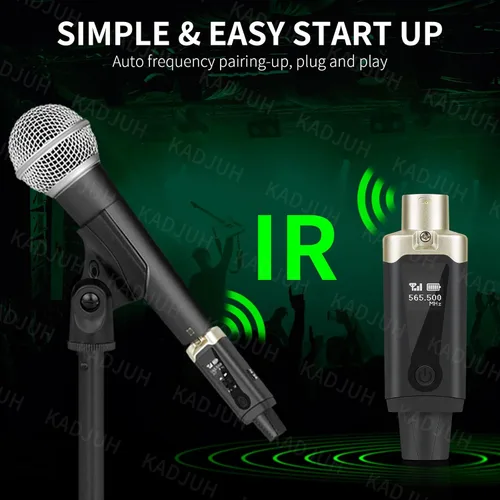 Vista 11 de Transmisor y receptor inalámbrico XLR y receptor transmisor de guitarra inalámbrico, adaptador de micrófono recargable de 16 canales de 196 pies