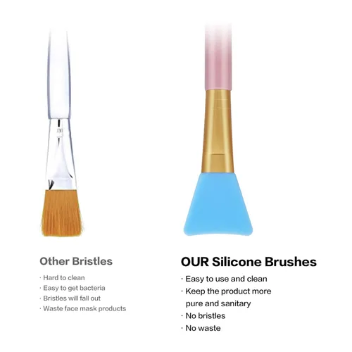 Vista 2 de Cuttte 4 aplicadores de máscara facial de silicona, aplicador de máscaras faciales flexibles, herramientas hidratantes sin pelo, cepillos faciales