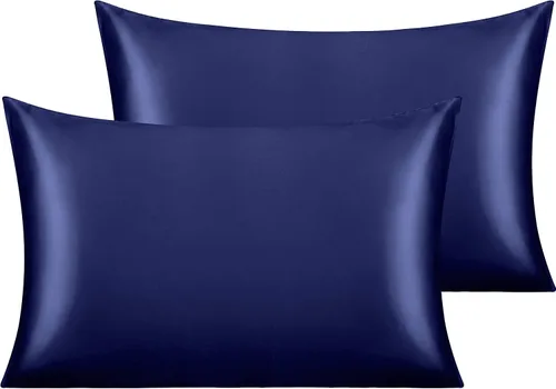 Vista 51 de NTBAY Paquete de 2 fundas de almohada estándar de satén para cabello y piel, lujosas y sedosas fundas de almohada con cierre de sobre, 20 x 26