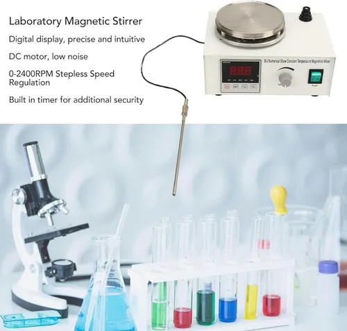 Vista 2 de Magnetic Hot Plate Magnetic Stirrer, with Smart Timer, 0-2400 RPM, Heating Tray Φ 120Mm, for Laboratory Experiment 50-1000Ml