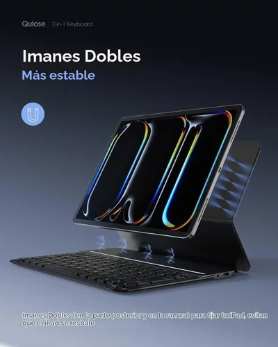 Vista 3 de Funda para iPad de 11ª (A16, 2025)/10ª generación con teclado, funda magnética desmontable para teclado Bluetooth inalámbrico para iPad de 10.9