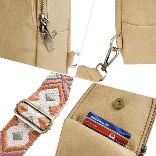 Vista 4 de KFXFENQ Bolso bandolera para mujer, de piel sintética, bolso bandolera pequeña, mochila cruzada multiusos para el pecho, para mujer, ciclismo