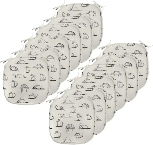 Vista 58 de Lunarable Cojín de asiento para silla de café, siluetas de taza de café expreso con frijoles fuente de cafeína, ilustración de bebidas gourmet